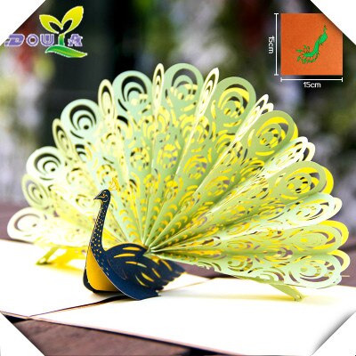 Tarjetas de Felicitación de cumpleaños de 3D tridimensional papel Pavo Real Corea hecho a mano tarjeta de de negocios: Blanco