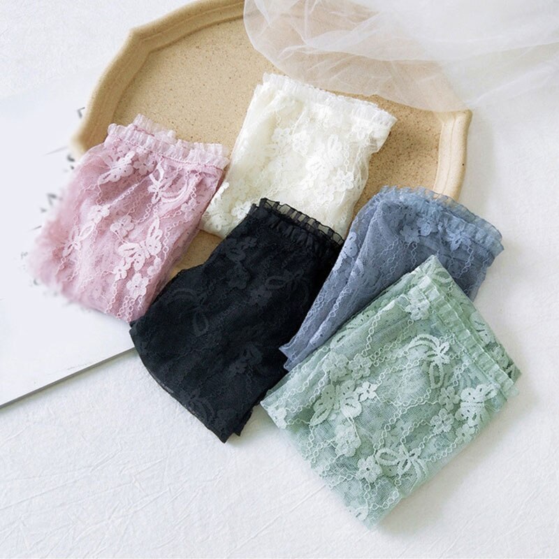 Transparante arm mouw beschermende handschoenen dames mesh kant dunne ademende handschoenen auto armwarmers mouwen arm manchet zonnebrandcrème