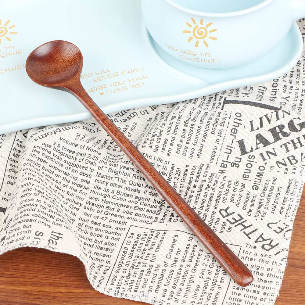 1pc 28cm Long Handle Wooden Spoon Natural Wood Coffee Tea Spoons Lengthening Stirring Spoon