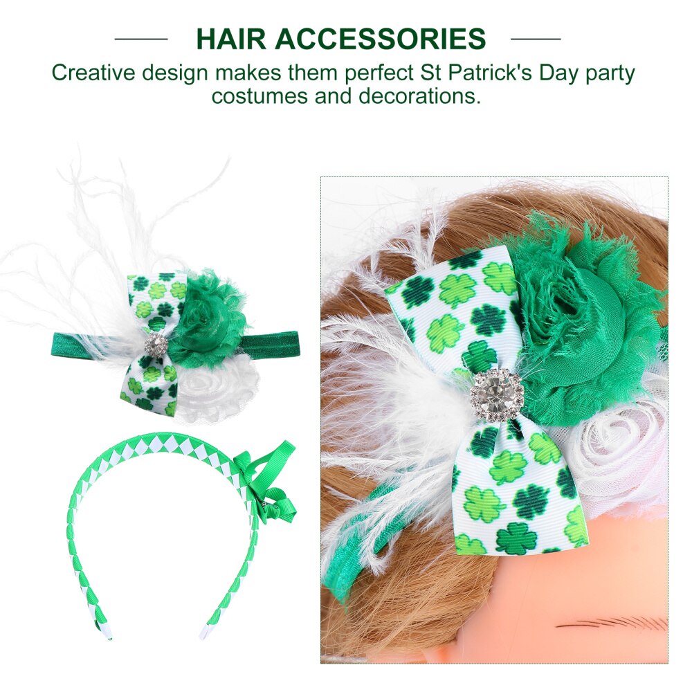 2 Stuks Boog Hoofd-Draagt Dacron Haar Decoraties Creatieve Haarbanden (Groen)
