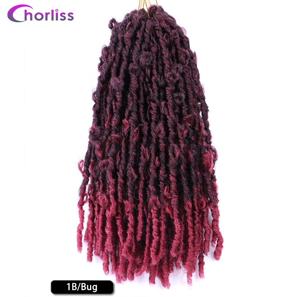 Synthetic Distressed Butterfly Locs Crochet Braids Goddess Pre Looped Bob Locs Pre-Twist Braid Hair For Black Women: 1B Bug / 1Pcs/Lot