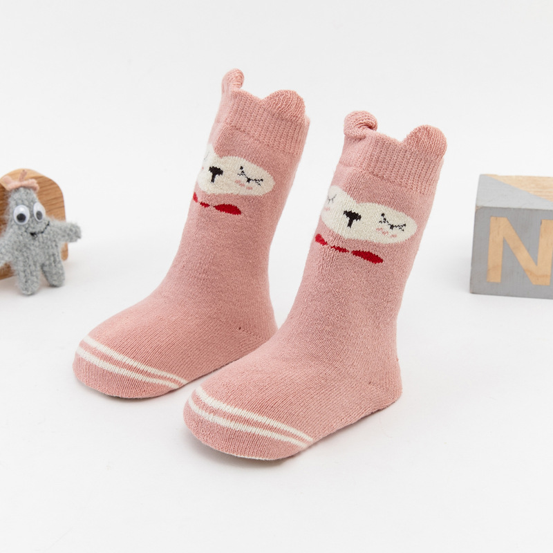 3 pares/lote 0-2 ano bebê inverno quente meias grossas meias de toalha de tubo alto crianças meninos meninas anti-deslizamento meias de bebês acessórios: Cat 3 Pairs / 0-12M