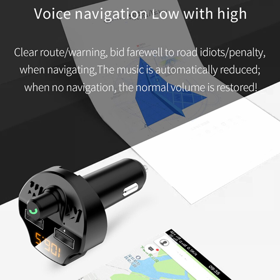 Usb car phone charger fm modulator bluetooth audio receiver transmitter led display  mp3 player car charger for huawei samsung