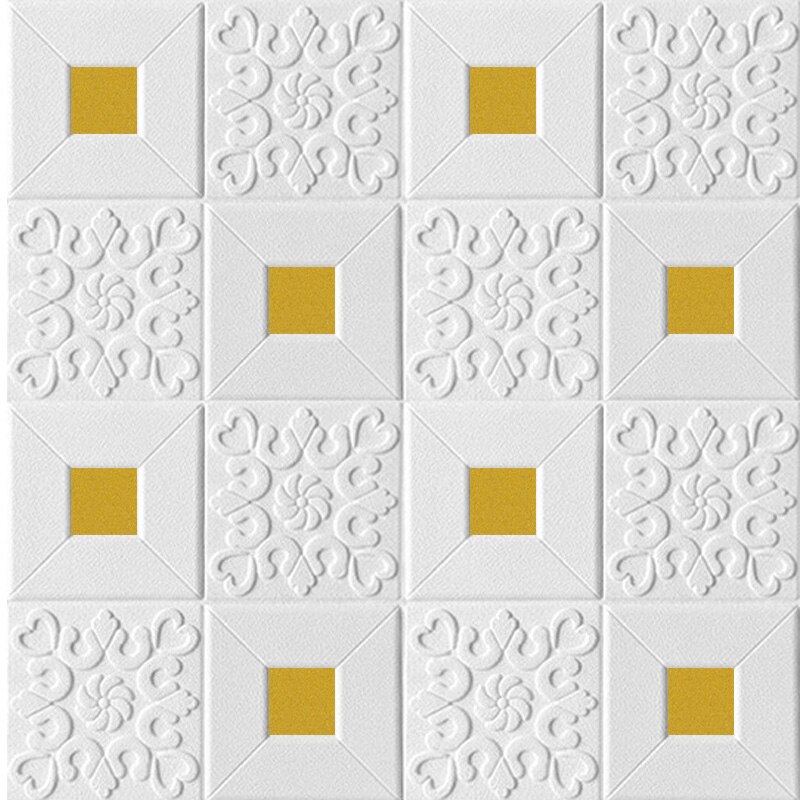 10pcs Self-Adhesive Roof Wall Sticker 3D Stereo Ceiling Wallpaper Foam Sticker Panel Living Room Home House Decor Bedroom TV Kid: Gold