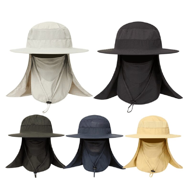 Outdoor Flap Cap Foldable Sunshade Mouth Neck Cover Sun Hat With Chin Strap Men's Sportswear Cycling Fishing Accessories