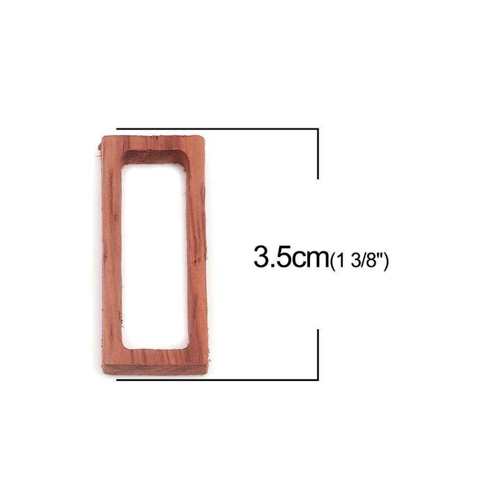 1 Pcs Sandelhout Open Terug Bezel Voor Hars Bruin Rood Ovale Walvis Vierkante Vissenstaart Hexagon Cone Kerst Halloween Verjaardag thuis: Rectangle3.5x1.5