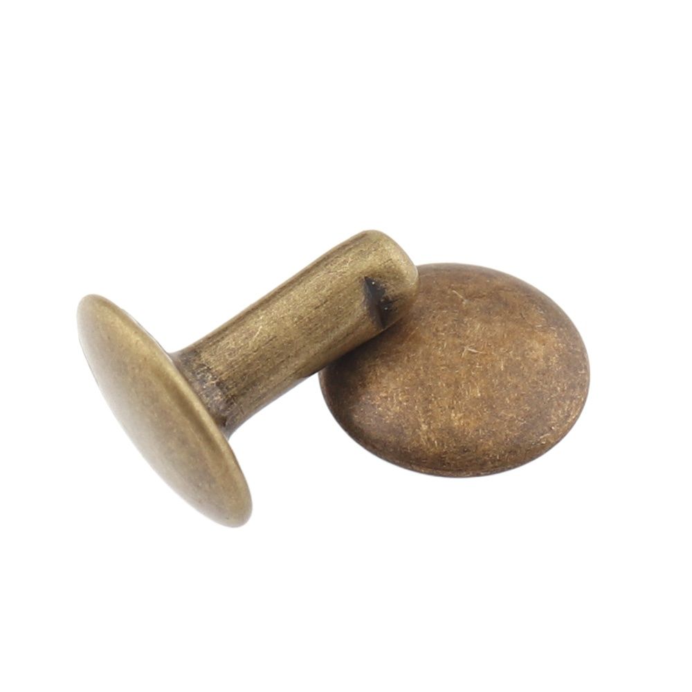 Juego de 100 remaches redondos de Bronce Antiguo, de doble cara, con punta de remache de Metal de 9mm para zapatos de artesanía de cuero, remaches de bolsa, cinturón de ropa