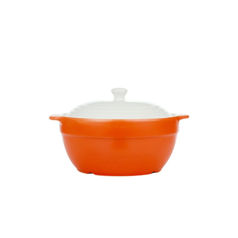 High Temperature Resistant Casserole Korean Simple Color Glaze Soup Pot Chinese Healthy Delicious Without Cracking: Orange 1.8L small