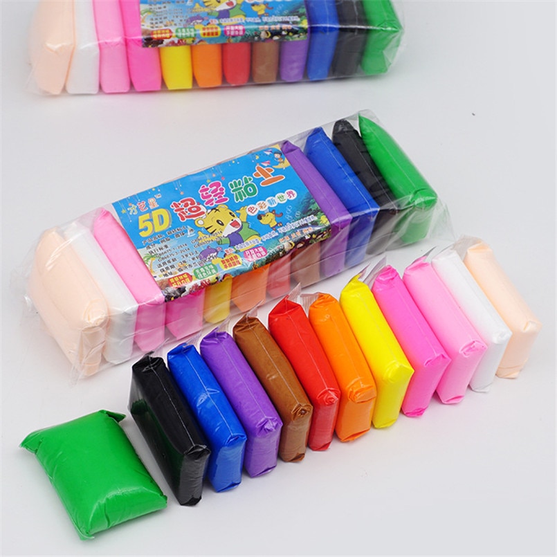 12/24/36pcs/lot DIY Light Playdough Polymer Plasticine Clay Toys Baby Care Air Drying Casting Modelling Clay Tool Kids