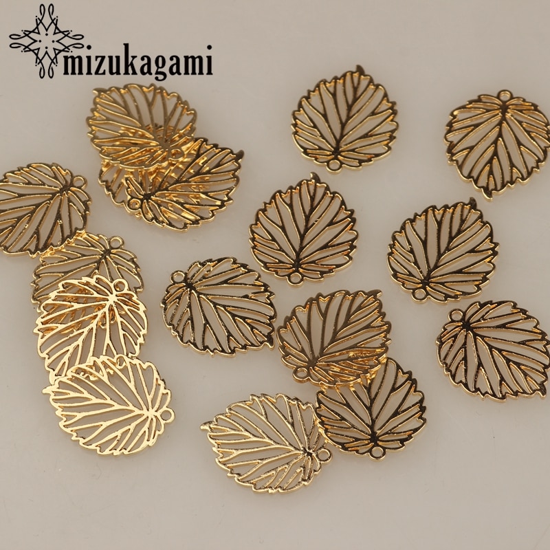 22mm 10 stks/partij Zinklegering Charms Hanger Gold Hollow Bladeren Vorm Charmes Voor DIY Sieraden Maken Vinden Accessoires