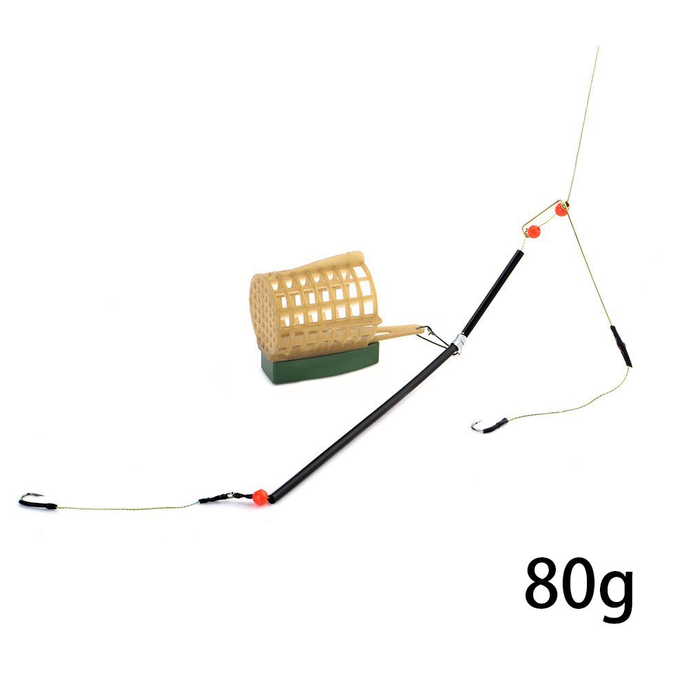 Fishing Groups 30/40/50/60/70/80g Single Jig Fish Hook Feeder Square And Cylindrical Metal Bait Cage Container: Green