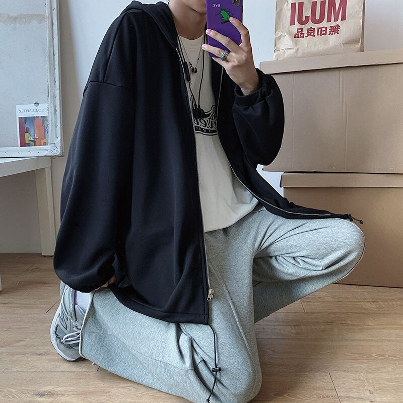 Rits oversized hoodie heren harajuku hoodie trui shirt japanse streetwear hiphop los casual herfst
