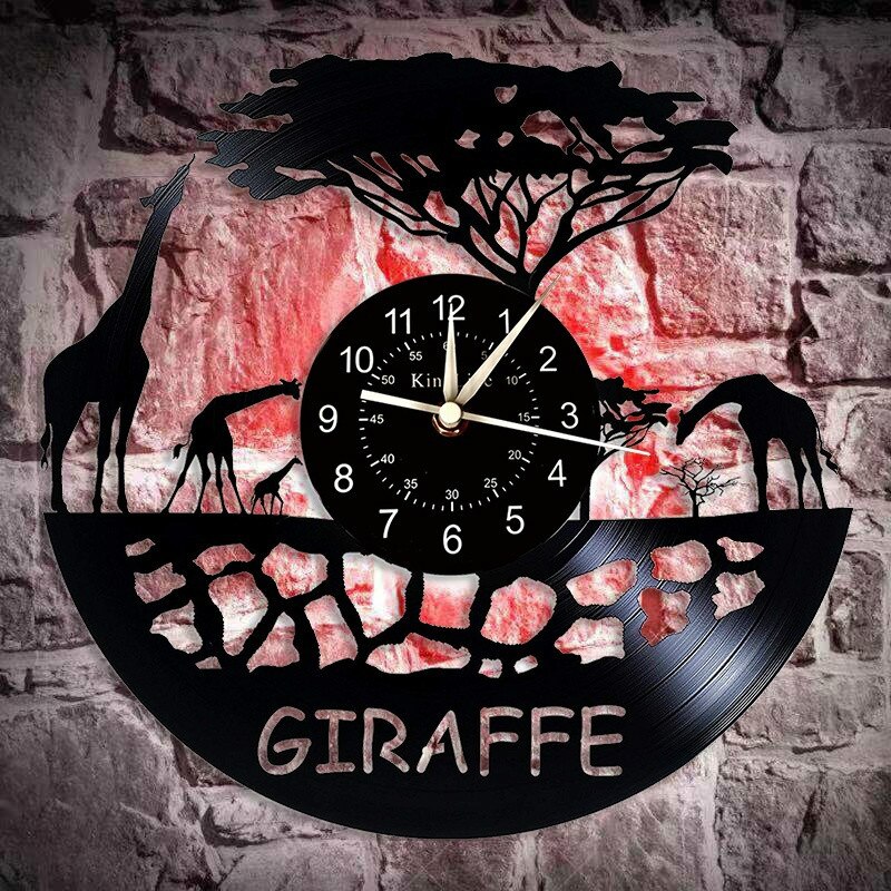African Giraffe LED Vinyl Record Wall Clock - Nursery Room Wall Decor Ideas for Children -Unique Art: Dog A2(with LED)