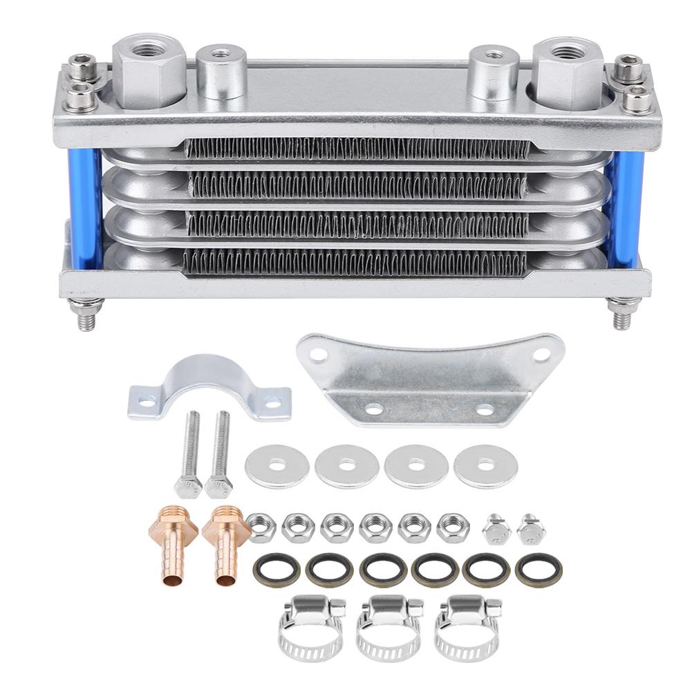 Enfriador de aceite de motor Universal para motocicleta, radiador de refrigeración de 80ML para moto de cross, 50CC-200CC, temperatura del motor: Plata