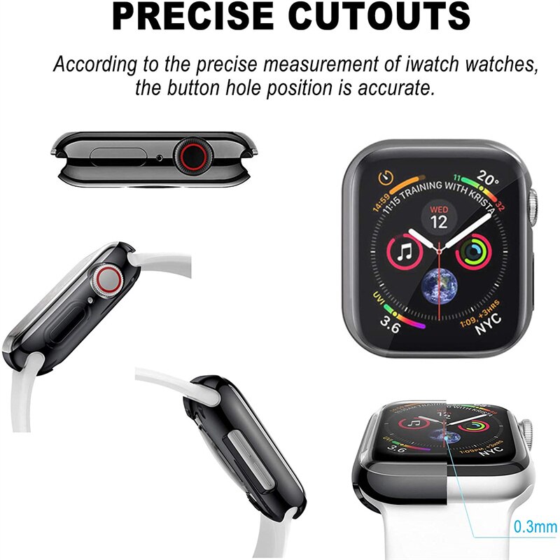 Screen Protector Case Voor Apple Horloge 41Mm 45Mm 42/44Mm, full Hd Ultra-Dunne Cover Compatibel Met Voor Iwatch Serie 7 Se 6 5 4 3