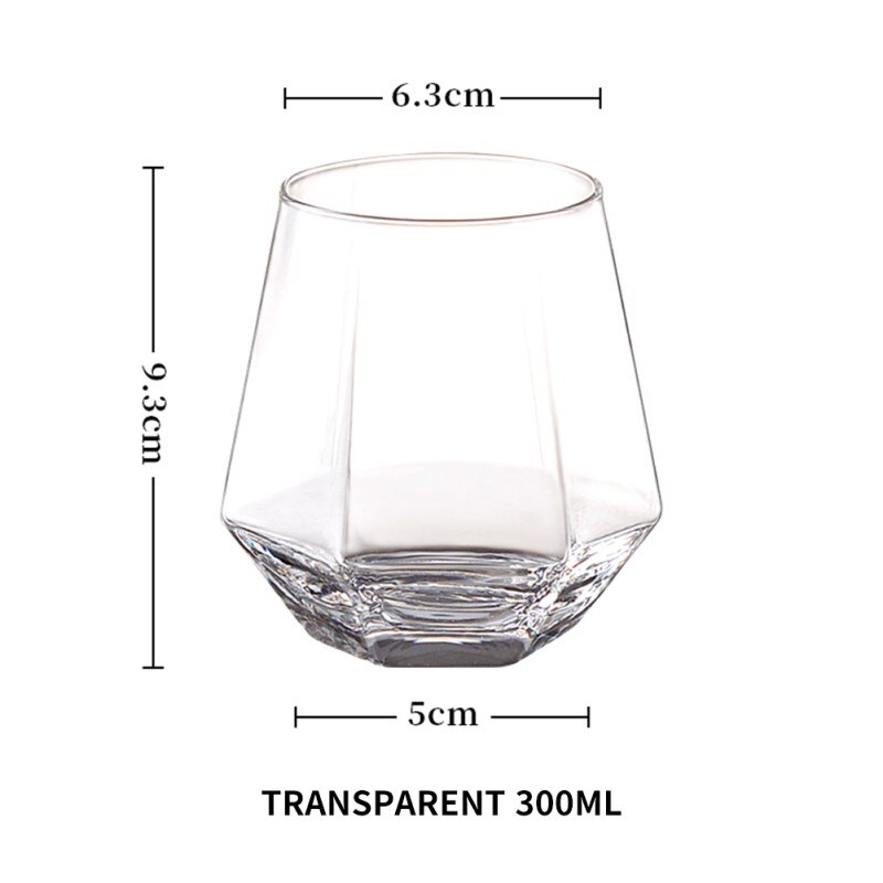 Geometri whiskyglas diamant krystalglas kop guld kant flaske gennemsigtig kaffe mælk te krus hjem bar drinkware glas kop: B