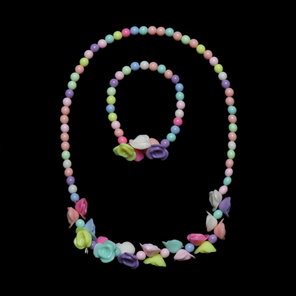 1 sæt pige perler legetøj halskæde armbånd sommerfugle blomster børn håndlavet halskæde tilbehør prinsesse smykker børn: B -1