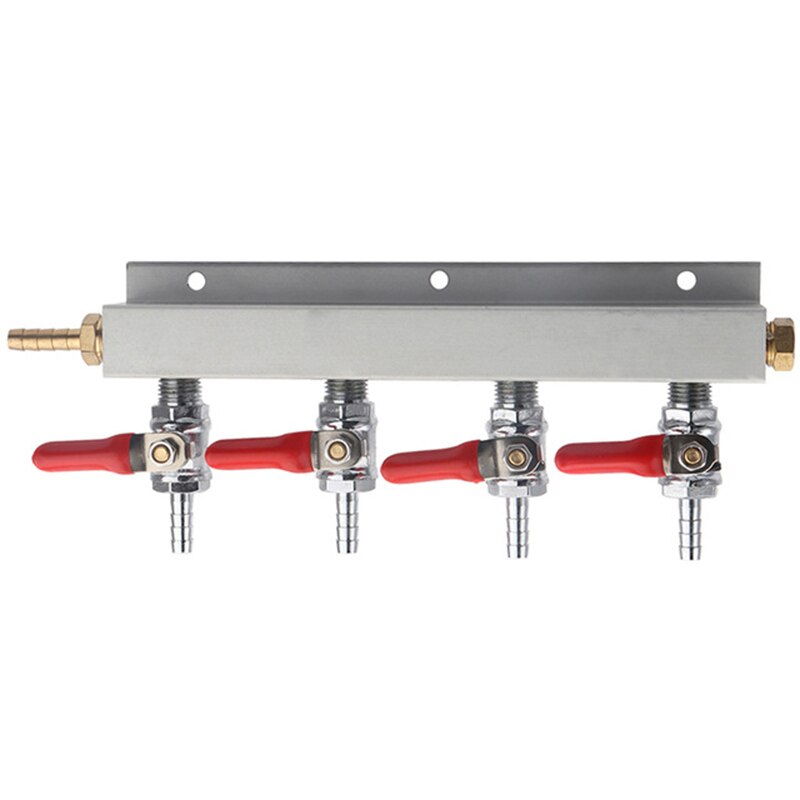 4 Way Co2 Gas Distribution Block Manifold With 7Mm Hose Barbs Homebrewing Draft Beer Dispenser Keg