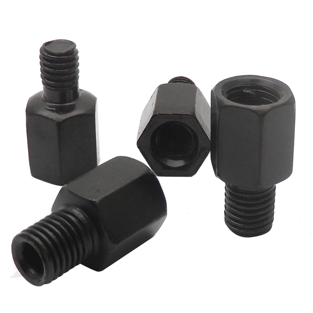 Paar Zwarte Motorfiets Spiegel Adapters M10 10Mm M8 8Mm Achteruitkijkspiegel Spiegels Conversie Bolt Rechtsom Anti-Klok Rechts links Draad