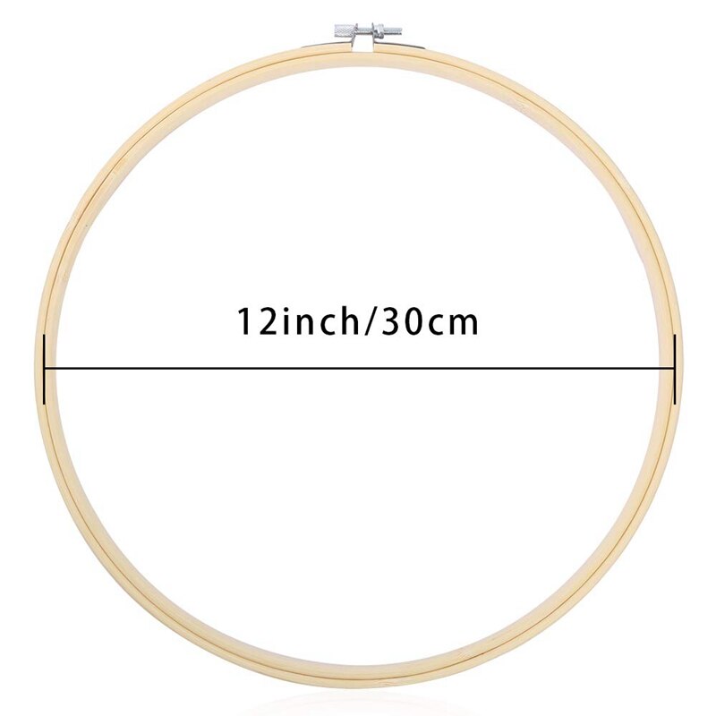 12 Pieces 12 Inch Embroidery Hoops Wooden Round Adjustable Bamboo Circle Cross Stitch Hoop Ring Bulk for Art Craft Handy Sewing