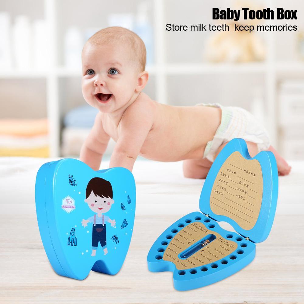 Baby teeth box save milk teeth storage wooden box Baby wooden tooth fairy for children
