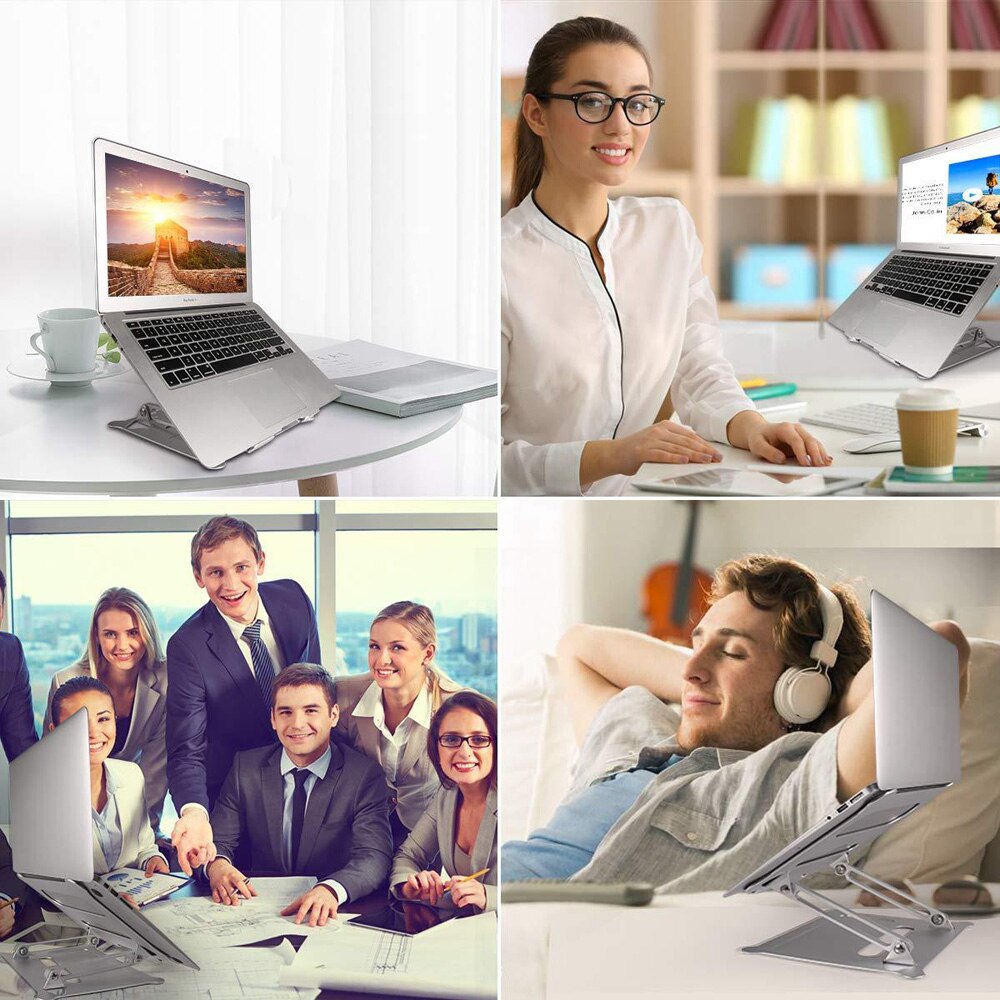 Aluminum Alloy Adjustable Laptop Stand Folding Portable for Notebook MacBook Computer Bracket Lifting Cooling Holder Non-slip