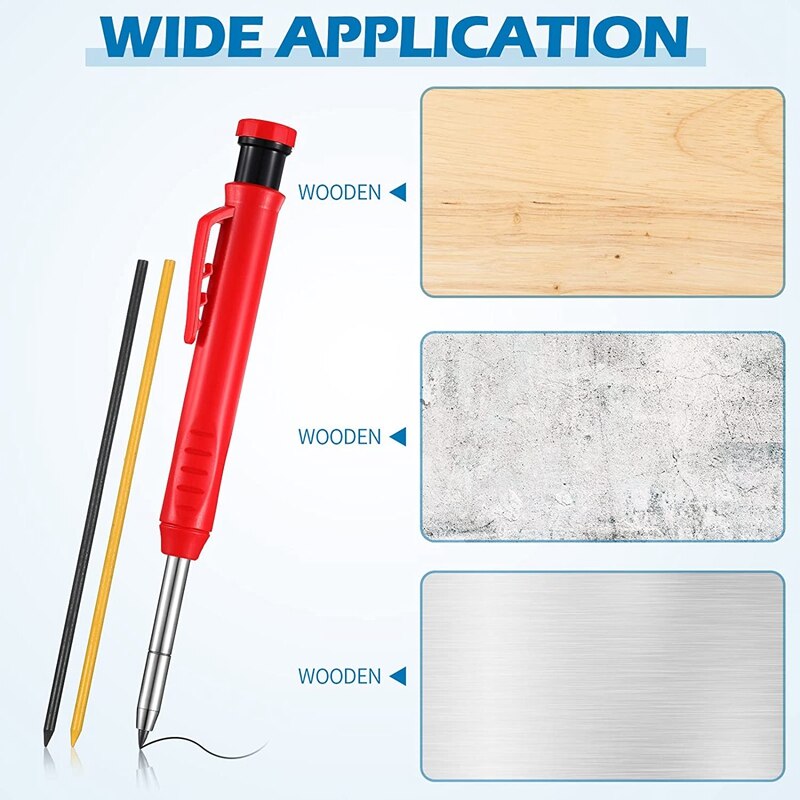 16 Pcs Carpenter's Scribe Marking Kit, 2 Mechanical Carpenter Pencils,2 Tungsten Carbide Tip Scriber and 12 Refills