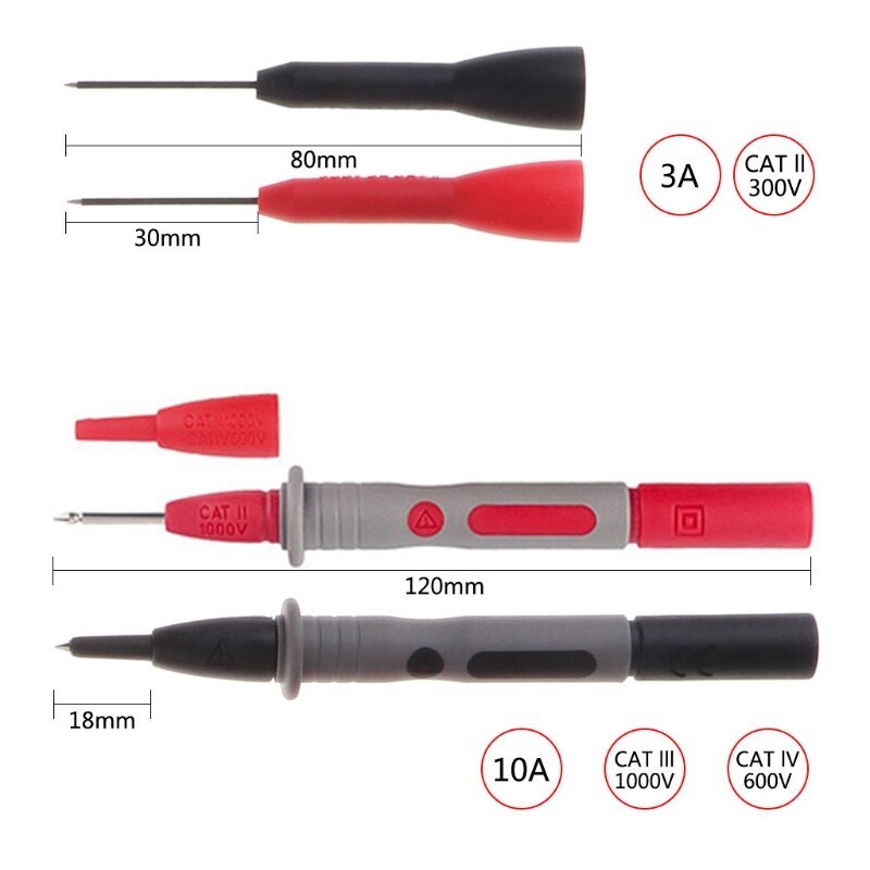 10pcs Multimeter Needle Tip Probe Test Leads 4mm Banana Plug Alligator Clip Kit M4YC