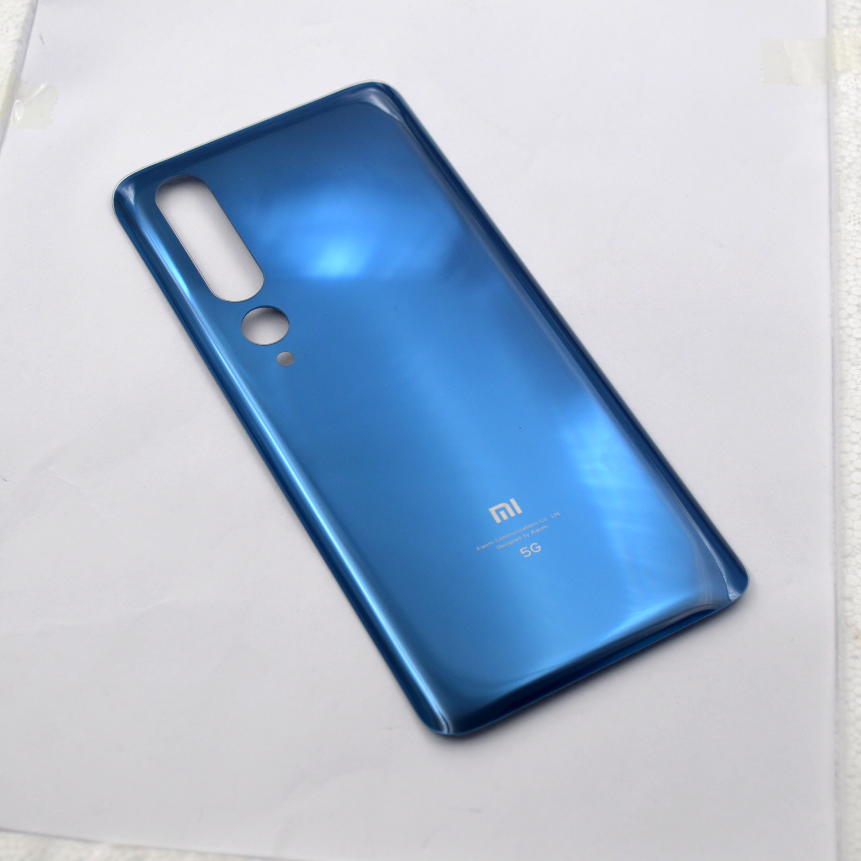 Voor Xiaomo Mi 10 5G Battery Cover Terug Glas Panel Achterklep Case Voor Xiaomi Mi 10 Batterij cover Back Cover Met Lijm: Blue