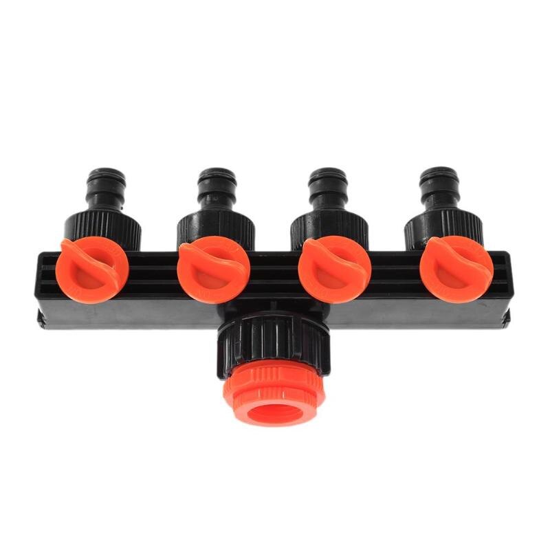 4 Way Faucet Connectors Hose Pipe Splitter Drip Irrigation Garden Watering 3/4 Inch Threaded Inlet 1/2 Inch Fast Connection