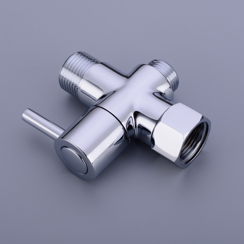 Bathroom Toilet Bidet Valve 7/8" Brass T adapter Diverter Chrome Plated Bidet Shattaf Sprayer Control Water Shut off Valve