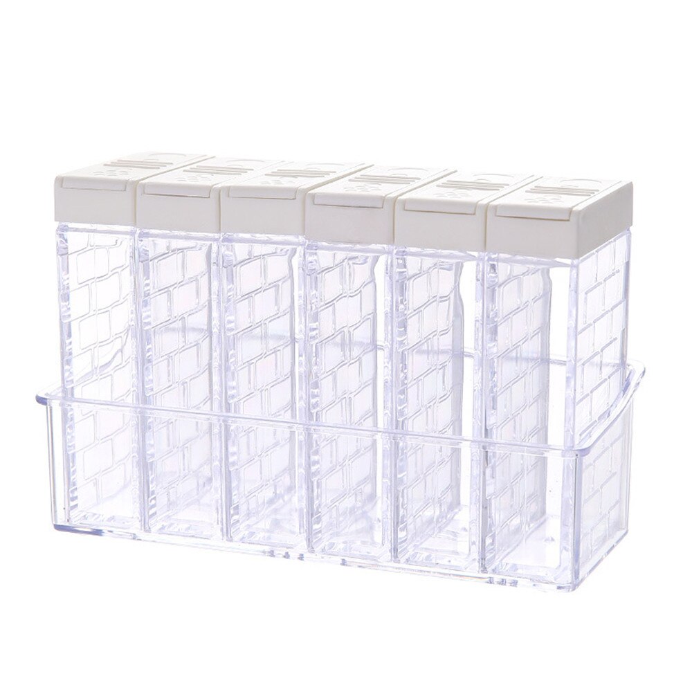 Caja organizadora de especias para cocina, tarros de sal y pimienta de PP, almacenamiento de especias, organización del hogar, 6 unids/set por juego: gray