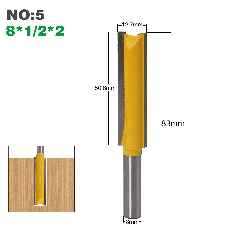 1 pc8mm Shank Extra long 3&quot; Blade 8mm&quot; Cutting Dia. Straight Router Bit Woodworking cutter Tenon Cutter for Woodworking: NO5
