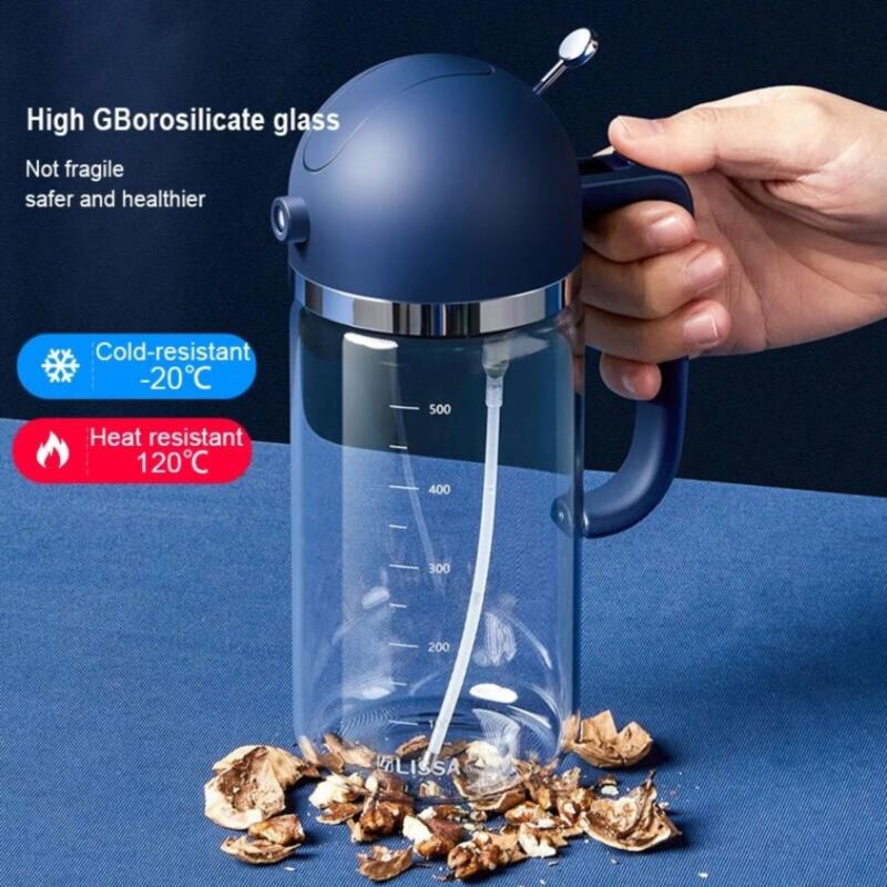 Dual-Purpose Olive Oil Spray Pouring Bottle BBQ Kitchen Glass Dispenser Bottle