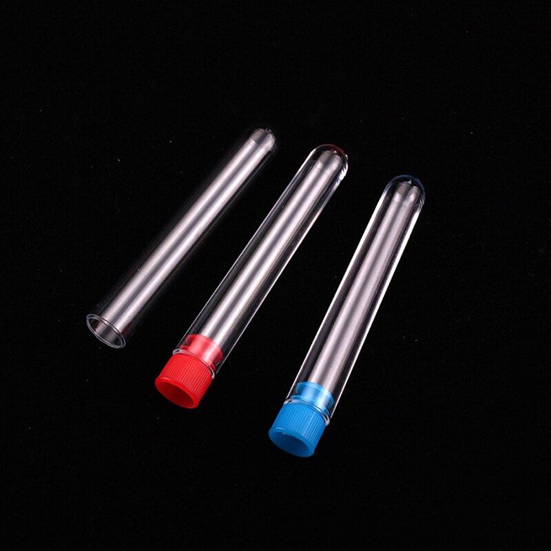 100 pieces/lot 12*100 15*100mm 15*150mm Plastic Tubes with cap Hard Transparent plastic Test tube with caps