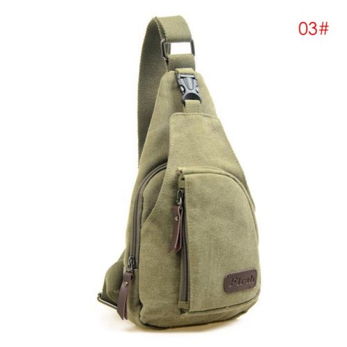 Wangscanis män vintage canvas läder ryggsäck axel sling bröst väska topp