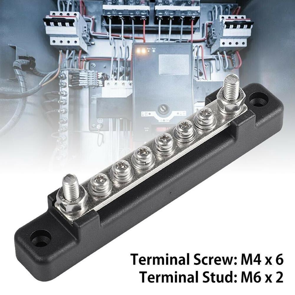 6 Terminal Single-row Bus Bar 150A BusBar Block with Cover Power Distribution Terminal Block for Car Boat Marine Caravan RV