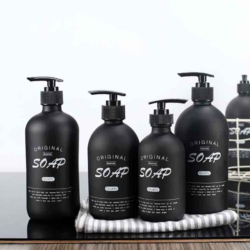 500ml nordisch Schwarz Glas Shampoo Flasche Seife Spender Schlecht Flüssigkeit Lotion Lagerung Krug Haushalts Nachfüllbare Lagerung Flaschen