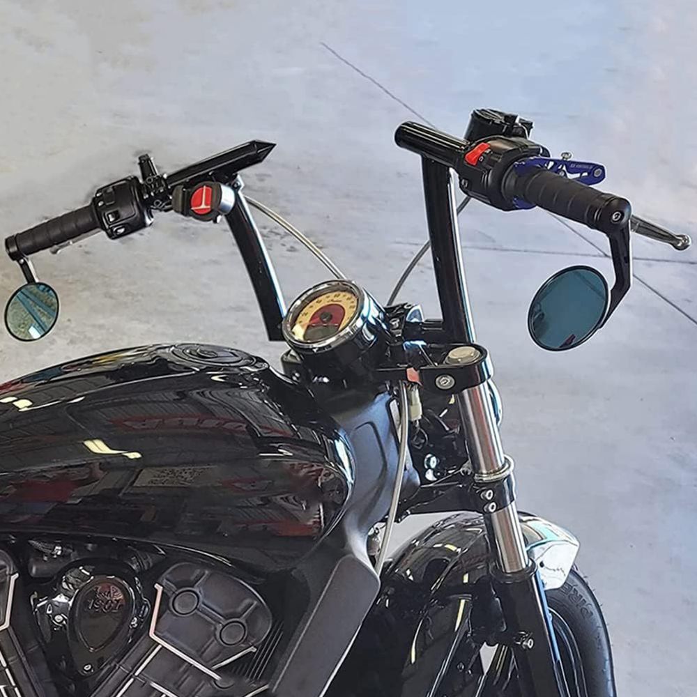 Universele Bar End Spiegels Motorfiets Stuur Achteruitkijkspiegels Blauwe Lens Anti Glare 7/8 "Handvat Ronde Voor De Meeste ATV UTV E-bike