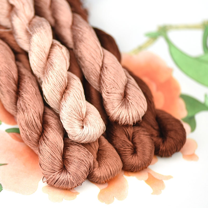 silk embroidery thread / 100% silk thread /hand embroidery embroider cross stitch/pine nut brown: 6 colors