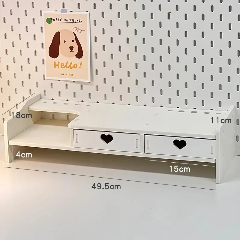 Skrivbordsstativ med låda och bildskärmsstativ för kontorsstudentskrivbord förvaringshylla i trä förhöjt stativ för dator och bärbar dator: Svart