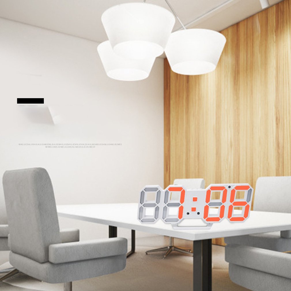 3d digitale wekker wand led nummer tijdklok led elektronische klok met snooze-functie praktisch