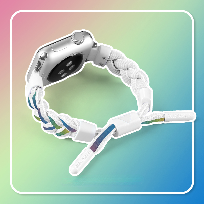 Nylonvevd rem til apple watch-reim sports 45mm 41mm 40mm 38mm løkke fargeblokkerende armbånd til iwatch 8 7 6 5 se klokkereim