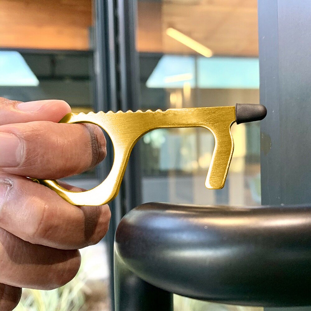 2pc cuivre alliage d'aluminium Anti-contact ouvre-porte écran tactile porte-clés pas de touche clé ouvre-porte poignée de porte presse ascenseur outil