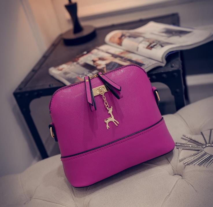 Bolso de hombro pequeño de cuero para mujer, bolsa cruzada de hombro de piel sintética con empalme de ciervo: Purple