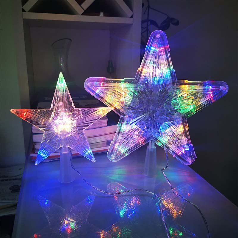 16/23Cm Kerstboom Sterren Licht Plastic Multicolor Led Xmas Bomen Top Decoraties Ster Lichten Unieke Ornament Home party