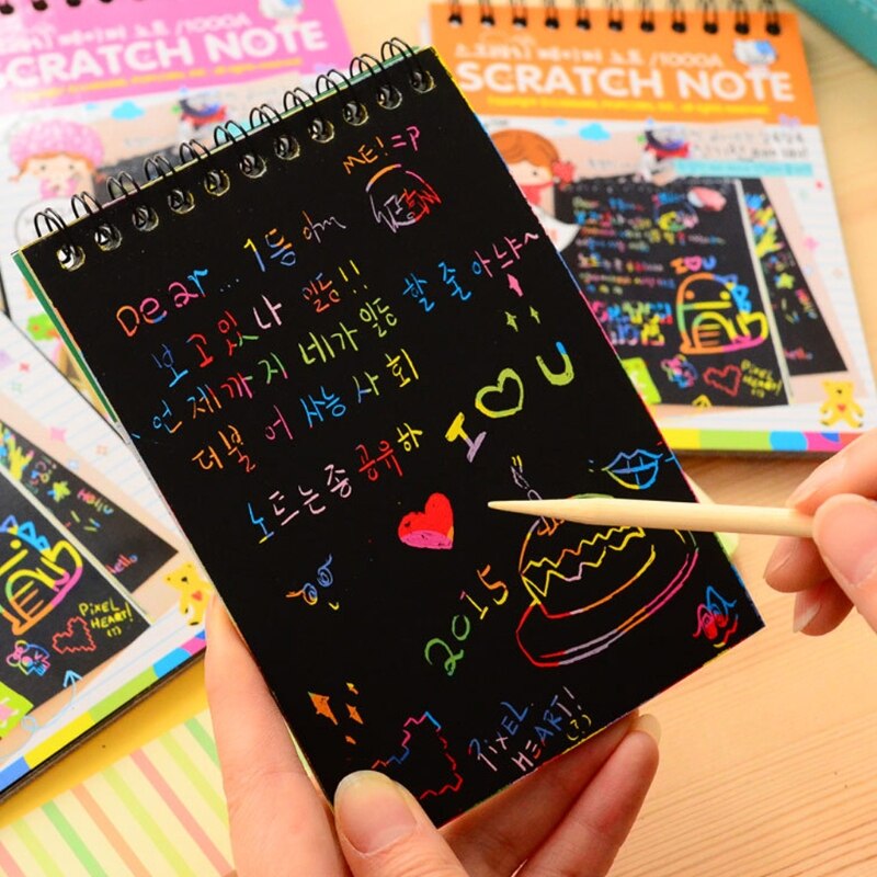 Scratch Schrapen Boek Art Magic Schilderen Papier Tekening Stok Kid Onderwijs Speelgoed