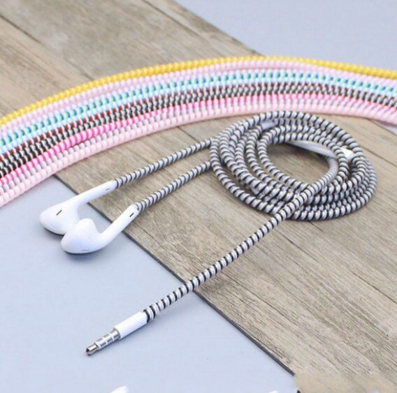 2 stk 1.15m hovedtelefon linje kabel beskytter etui ledning beskyttende wrap kabel opruller 3 farve  in 1 til iphone mobiltelefon