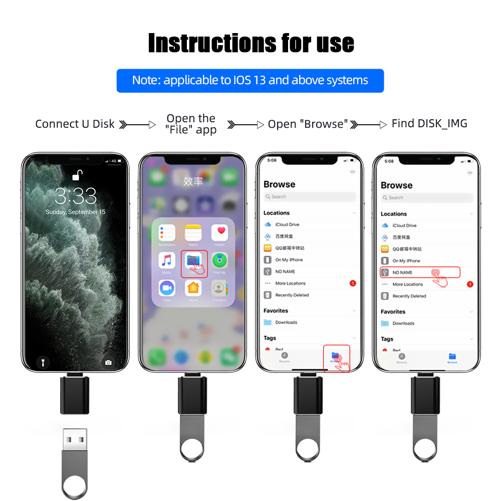 Adaptador Lightning macho a USB3.0 hembra OTG Lightning a USB U-disk lectura convertidor de transferencia de datos para iPhone iPad IOS 13 superior