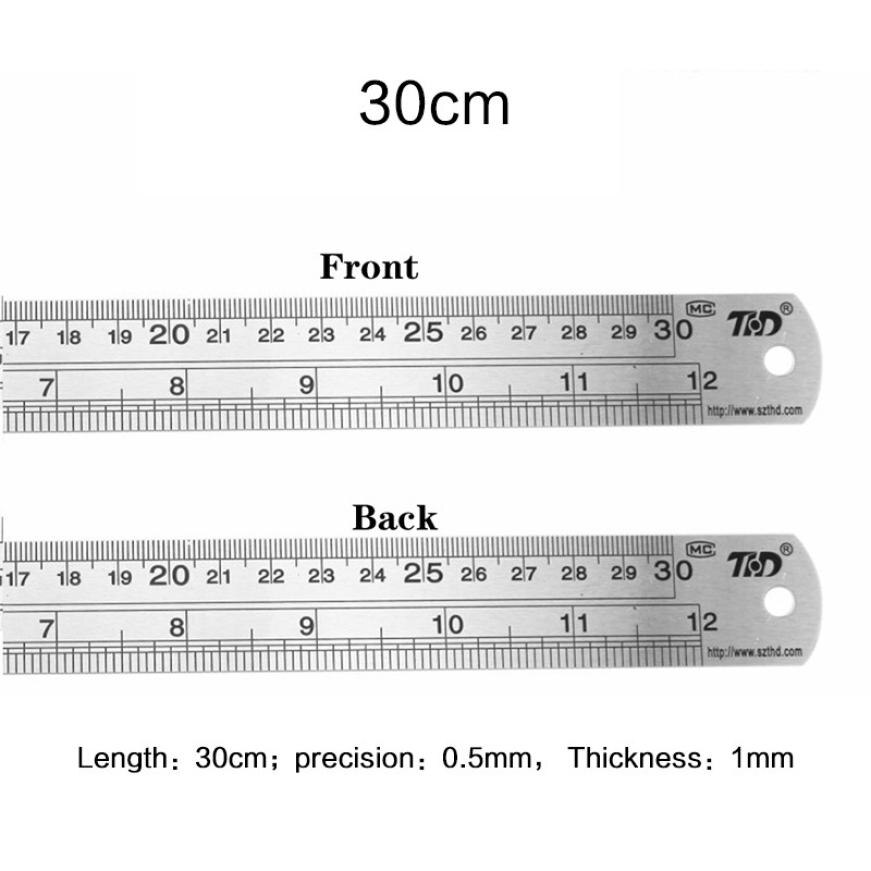 Steel Ruler 15cm/20cm/30cm/40cm/50cm Stainless Steel Drawing Straight Ruler Precision Double Sided Metal Ruler Measuring Tool: 30cm